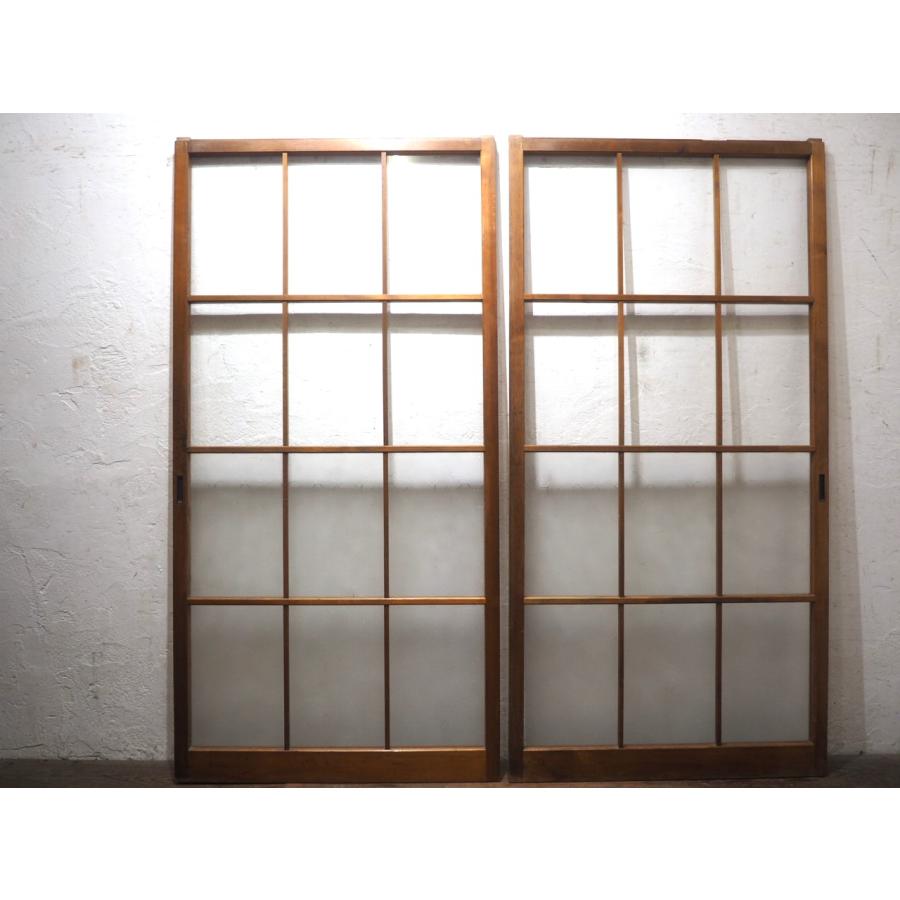 タV0345◇【H176,5cm×W88cm】×2枚◇昭和レトロなデザインガラス入りの