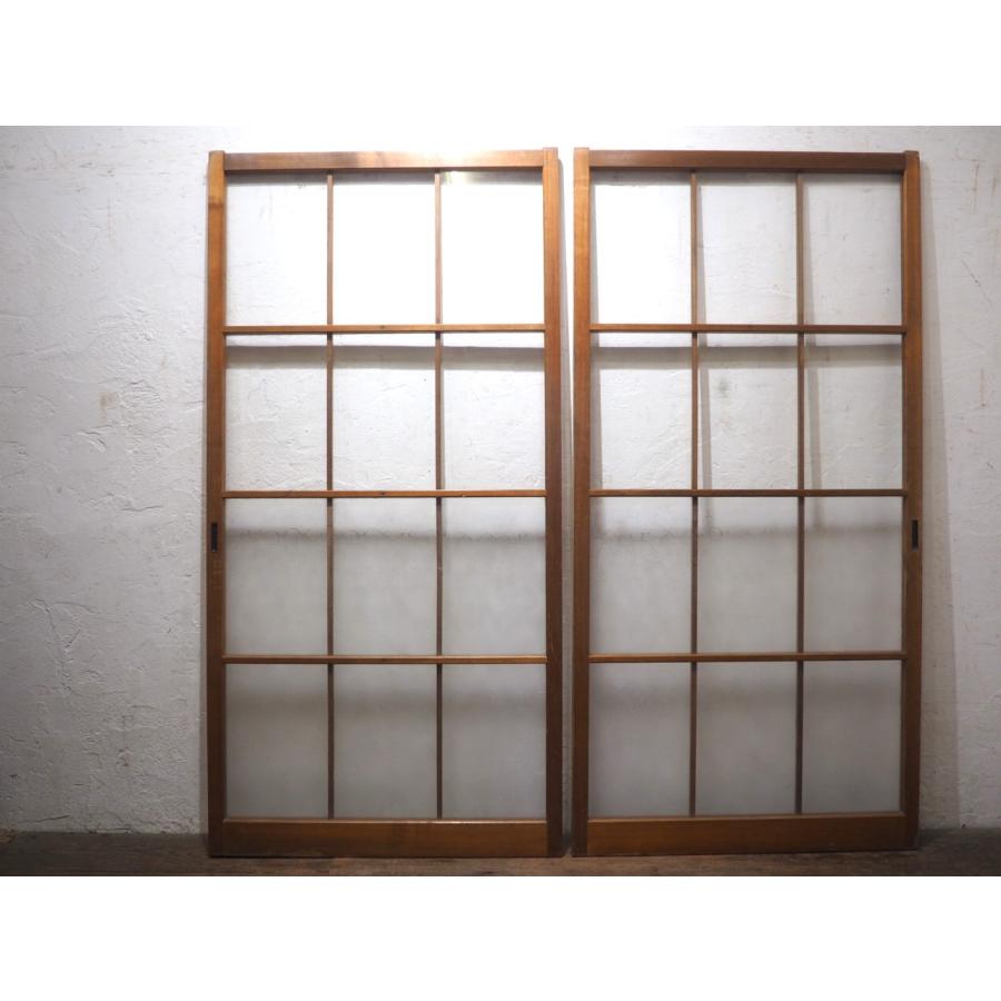 タV0345◇【H176,5cm×W88cm】×2枚◇昭和レトロなデザインガラス入りの