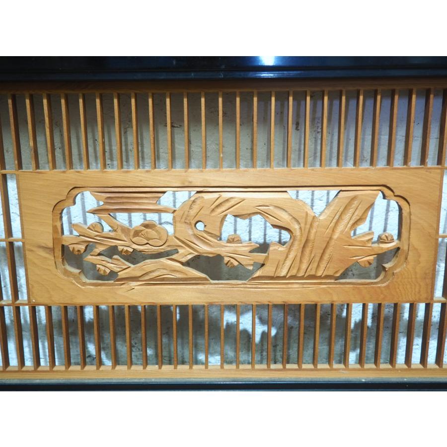 【欄間】なお様☆和室 昭和 木工彫刻 木工細工 タV0547◇【H37cm×W168cm】×2枚◇木彫りデザインのレトロな欄間◇古