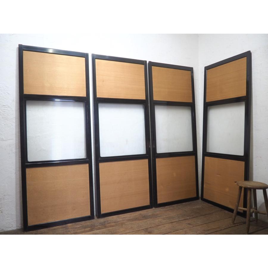タV0715◇【H177cm×W68cm】×4枚◇モールガラス入り◇レトロな両面襖