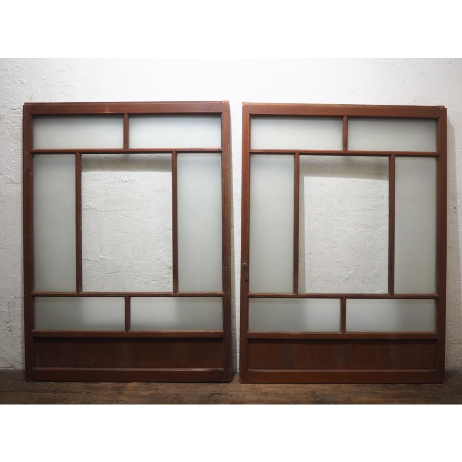 タV0828◇【H122cm×W90cm】×2枚◇アンティーク◇ゆらゆらガラス入りの 