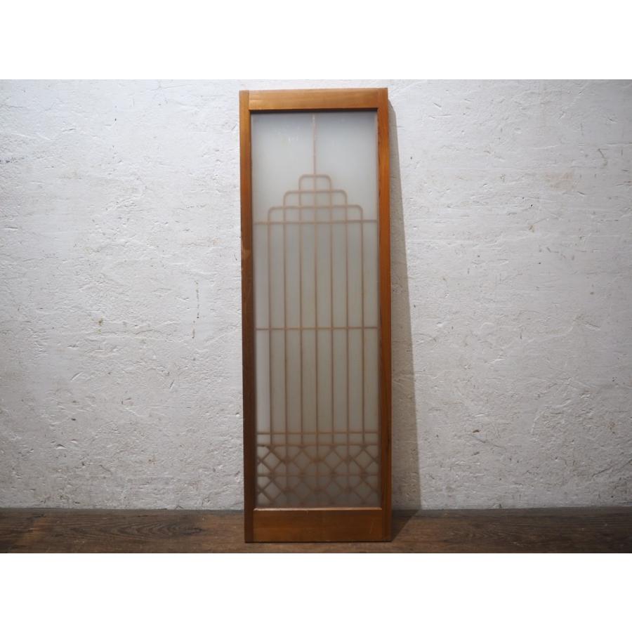 ユV0939◇【H101cm×W33cm】◇両面ガラス入り◇組子細工のレトロな古い