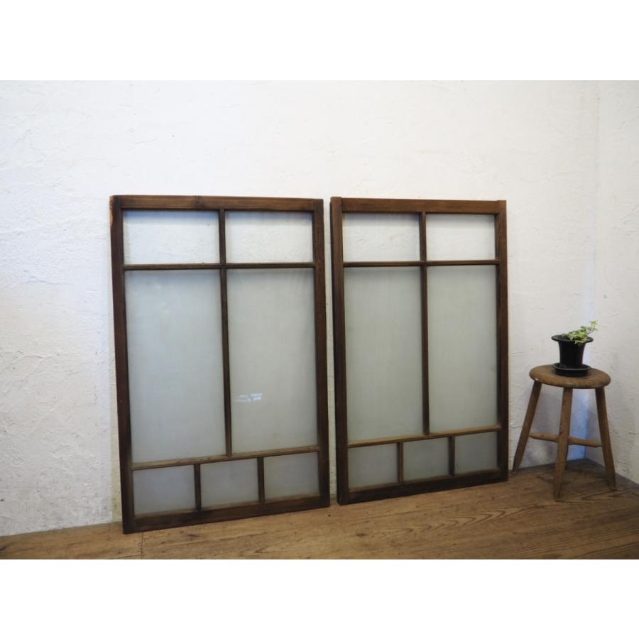 タW0141◆(6)×2枚◆アンティーク◆味わいのある古い木枠ガラス戸◆古建具 引き戸 サッシ 大正ロマン レトロK笹1