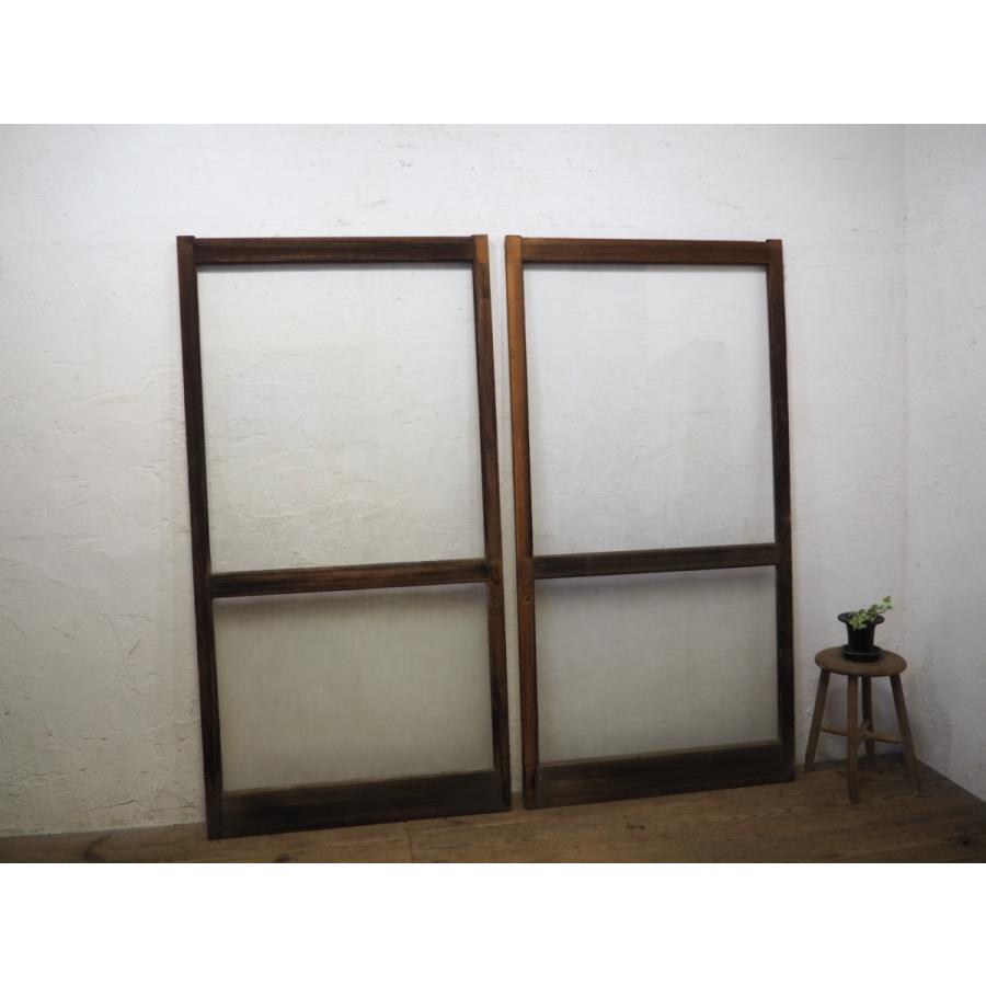 タW0442◆(2)×2枚◆ヴィンテージ◆レトロな古い木枠ガラス戸◆建具 引き戸 サッシ 玄関戸 古民家 町屋 昭和L下