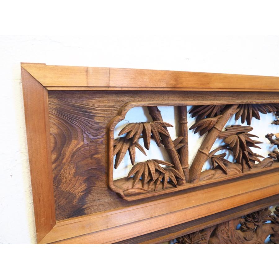 うめちゃん　欄間　ヒノキ　ケヤキ　2枚　当時モノ　アンティーク うめちゃん 欄間 ヒノキ ケヤキ 2枚 当時モノ アンティーク 2025