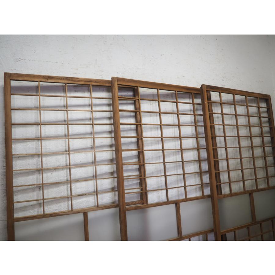 昭和レトロ 組子欄間①+② 2枚 書院障子 建具 衝立 引戸 ガラス戸 タW1128◇【H176cm×W89cm】×4枚◇ガラス入りのレトロな古い障子戸◇古