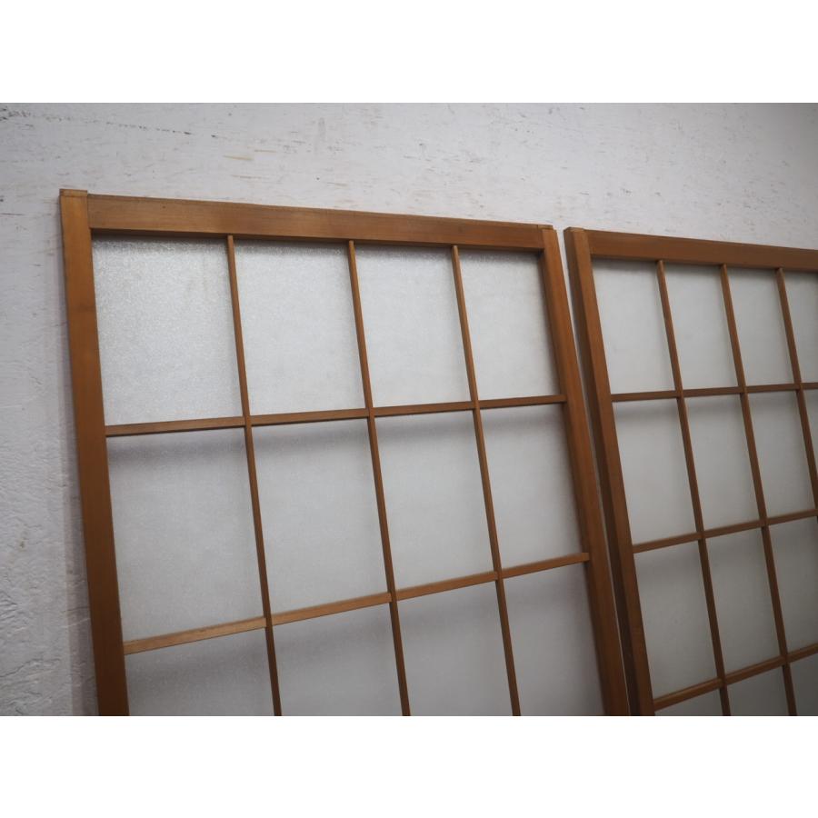 昭和レトロ 組子欄間 4枚セット① 書院障子 建具 衝立 引戸 ガラス戸 タW1234◇(4)【H176cm×W92cm】×2枚◇昭和レトロな味わいの古い木枠