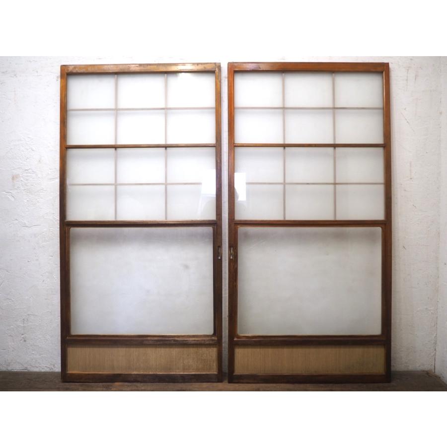 タW1492◇(1)【H176,5cm×W89,5cm】×2枚◇昭和レトロなデザインガラスの 