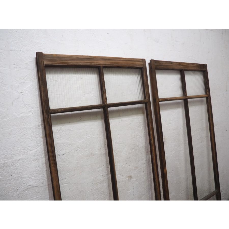 タW1529◇(4)【H137cm×W66,5cm】×2枚◇可愛いモールガラス入りの古い木 