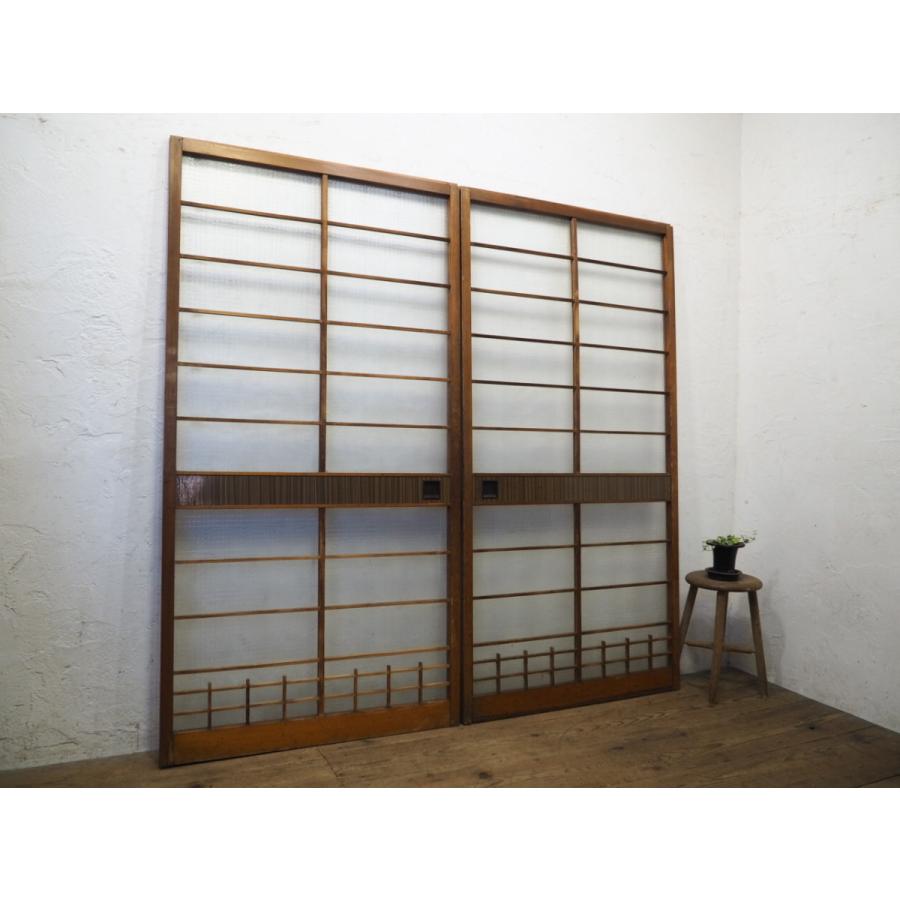 超安い タx0107 2 H175 5cm W90cm 2枚 昭和レトロなデザインガラスの古い木製引き戸 古建具ガラス戸サッシ古民家再生町屋内装l下 板戸 障子 Aefe Ien Madagascar Mg