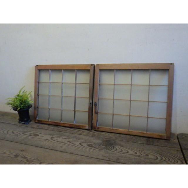 ユx0711 1 2枚 格子デザインの小振りな古い木枠