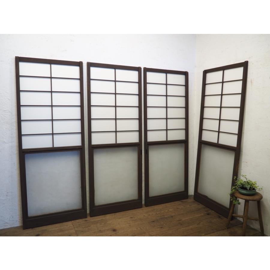 タX0975◇【H177cm×W67cm】×4枚◇デザインガラス入りのレトロな タX0975◇【H177cm×W67cm】×4枚◇デザインガラス入りのレトロな