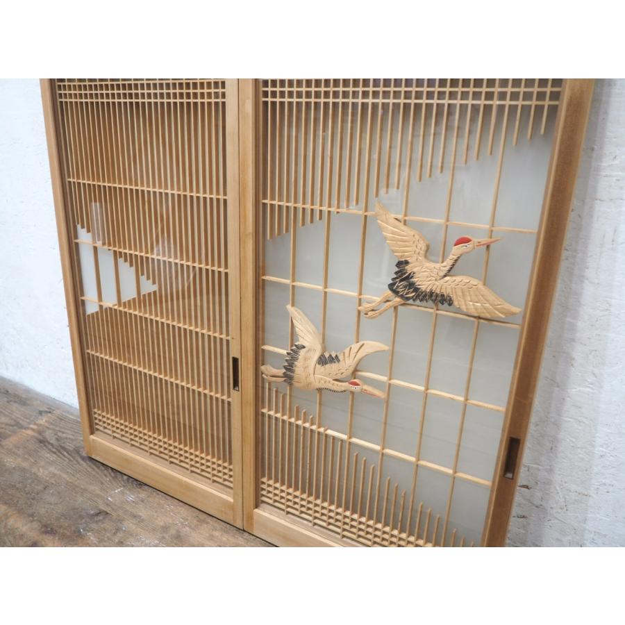 ユX1225◇【H83cm×W43cm】×2枚◇素敵な組子細工の古い木枠ガラス戸