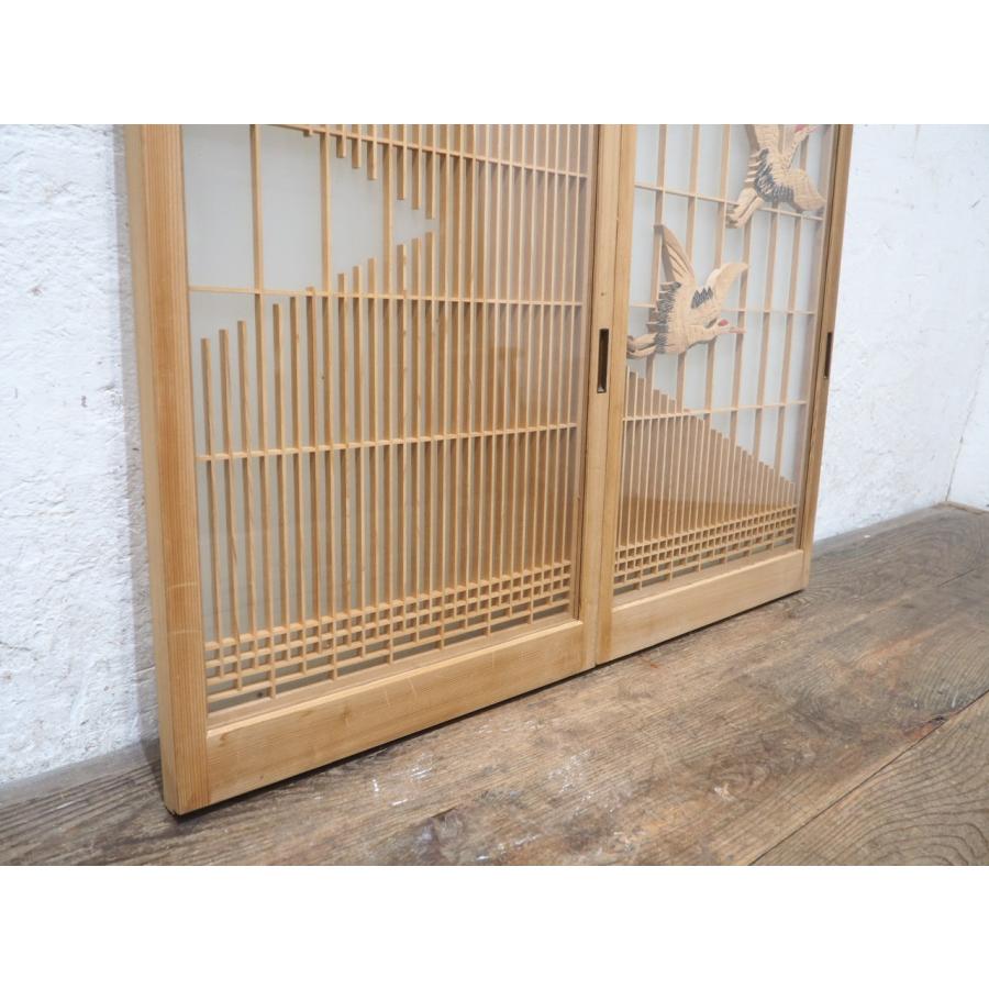 ユX1225◇【H83cm×W43cm】×2枚◇素敵な組子細工の古い木枠ガラス戸