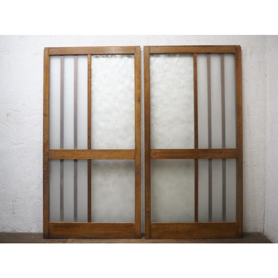 タX1563◇【H177cm×W89,5cm】×2枚◇昭和レトロ◇デザインガラス入りの 