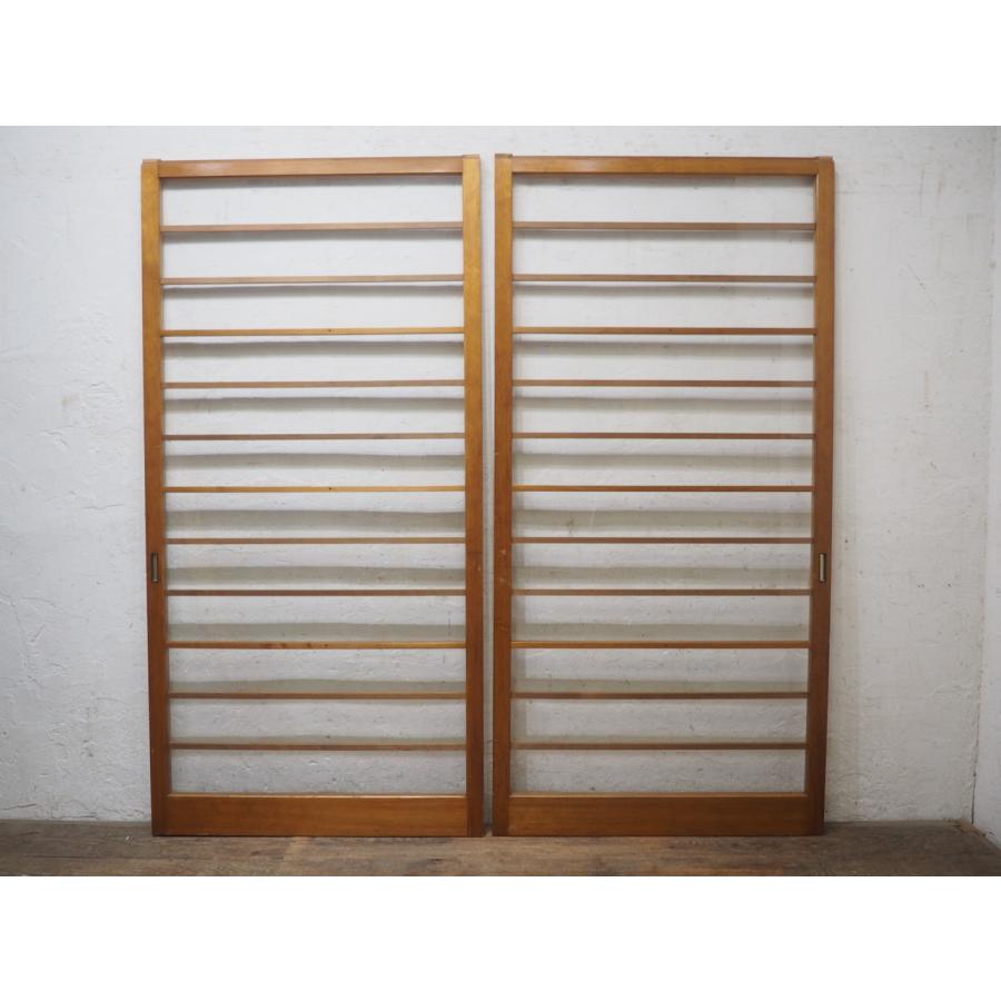 nrr 　戦前古い木枠ゆらゆらガラス戸2分割　店舗建具 タX1665◇【H176,5cm×W87,3cm】×2枚◇ゆらゆらガラスのレトロな古い木