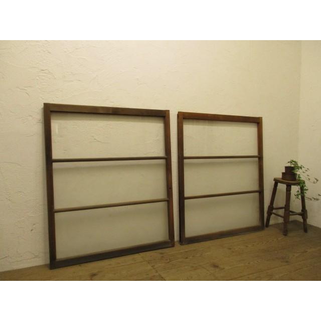 タX867◆(2)×2枚◆レトロ味わいの古い木製ガラス戸◆建具引き戸ビンテージリノベーションK笹1