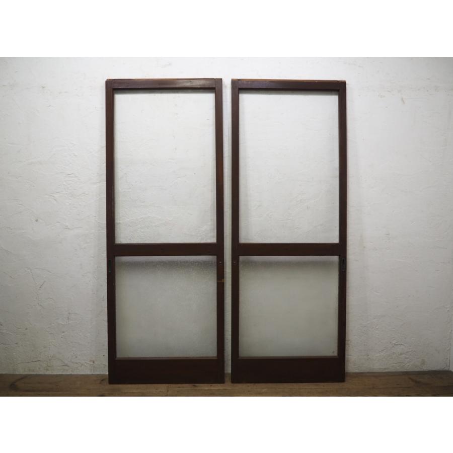 タY0106◇【H179cm×W68cm】×2枚◇レトロなデザインガラスの古い