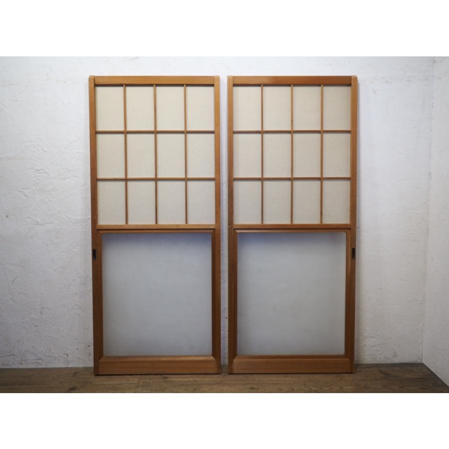 タy0714 H177cm W76cm 2枚 ガラス入り レトロな味わいの古い障子戸 建具引き戸障子戸古民家古家具町屋和室内装リフォームl松 Y0714 L Secondhand012 通販 Yahoo ショッピング