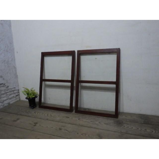 ユy0846 1 H70cm W46cm 2枚 古建具波ガラス戸サッシ小窓カフェリフォームa笹1 定番スタイル ゆらゆらガラスのレトロな古い木枠引き戸
