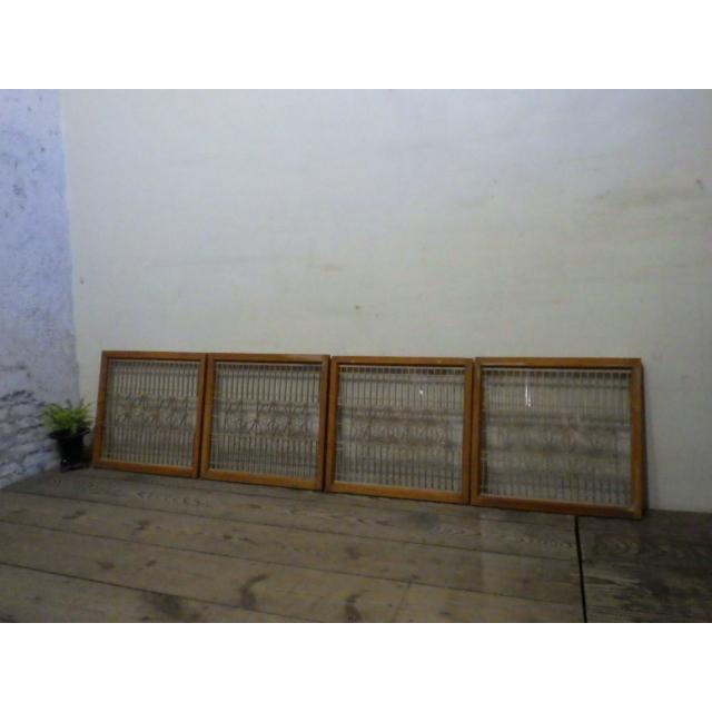 ユz0091 4枚 組子細工の小振りな古い木枠