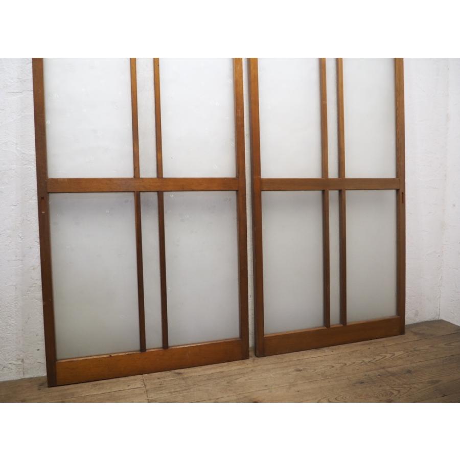 タZ0292◇×2枚◇昭和レトロなデザインガラスの古い木枠