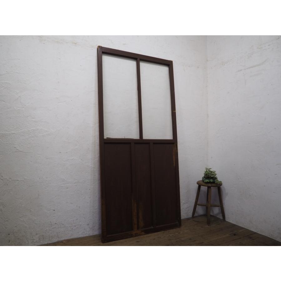 タZ0424◆◆可愛いモールガラスの古い木製引き戸◆古建具 ガラス戸 カフェ 喫茶店 サロン レトロ アンティークL松