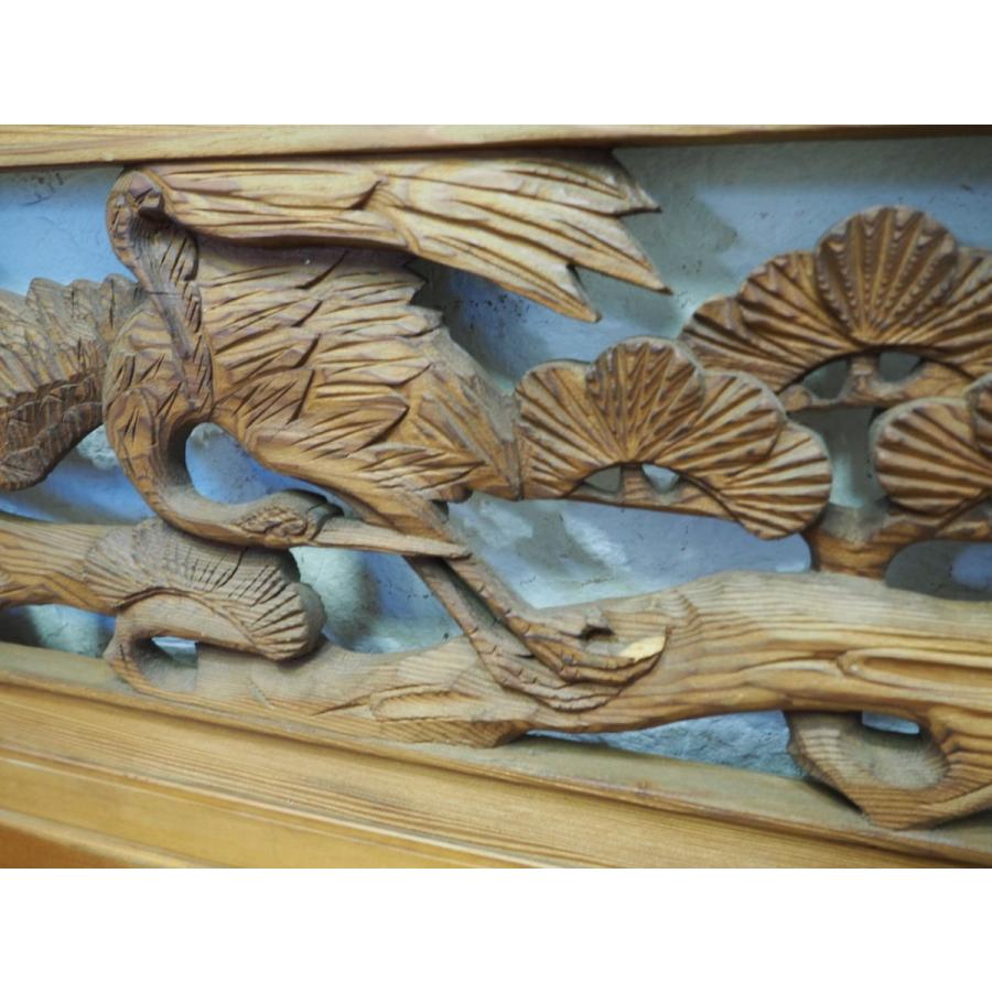 タZ0473◆×2枚◆木彫りデザインのレトロな古い木製欄間◆古建具 ランマ 彫刻 和室 内装 リフォーム アンティークK笹1 - 9