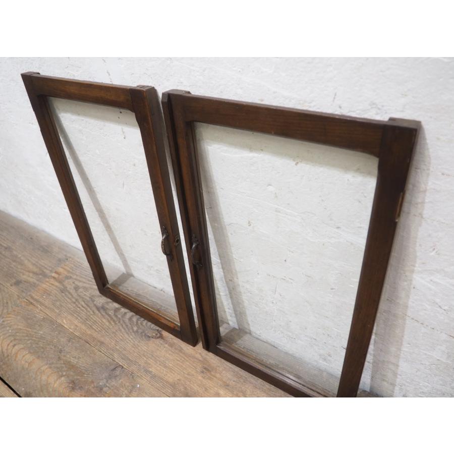 ユZ1030◇【H55cm×W31,5cm】×2枚◇ゆらゆらガラスの古い木枠の観音扉