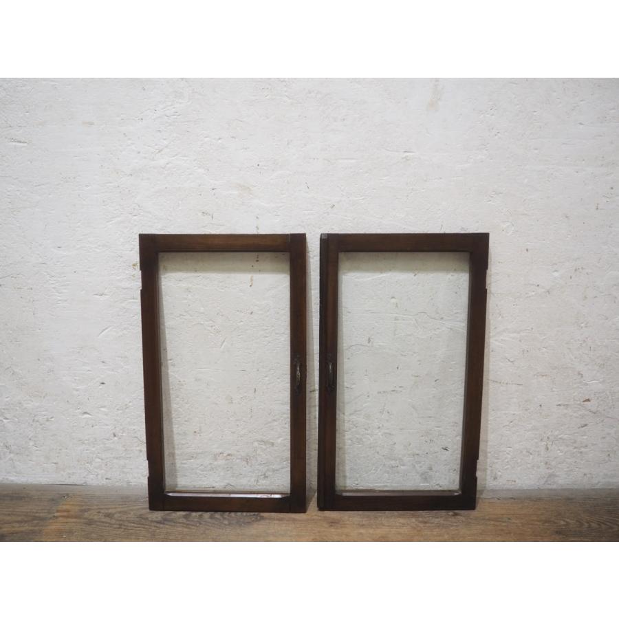 ユZ1030◇【H55cm×W31,5cm】×2枚◇ゆらゆらガラスの古い木枠の観音扉