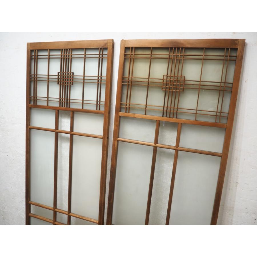 タZ1386◇(1)【H177(176)cm×W70cm】×2枚◇アンティーク◇葉ガラス入り