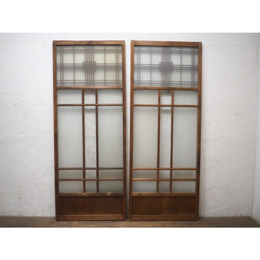 タZ1386◇(1)【H177(176)cm×W70cm】×2枚◇アンティーク◇葉ガラス入り