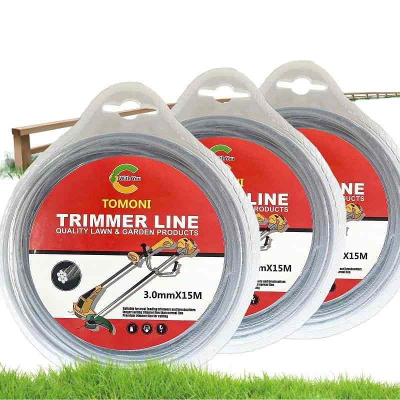 TOMONI 【新型2021】草刈り機用 ナイロンコードワイヤー入り【15m* 3.0mm】3個セット トリマーラインナイロンコード