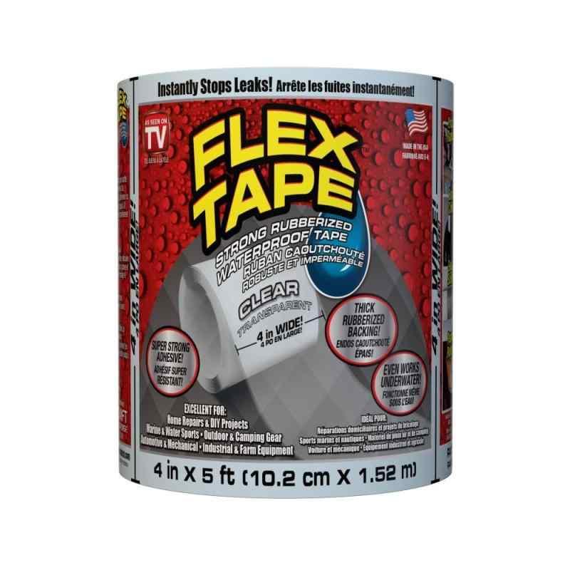 フレックステープ Flex Tape 4" x 5' 幅10cm x 長1.55m クリア 透明 超強力 防水 ウォータープルーフ 瞬間接着