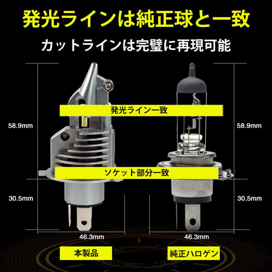 H4ヘッドライト LED Hi/Lo 切り替え 16000lm 6500K ホワイト 車 バイク 車検対応 白 ヘッドライト｜secondo｜07