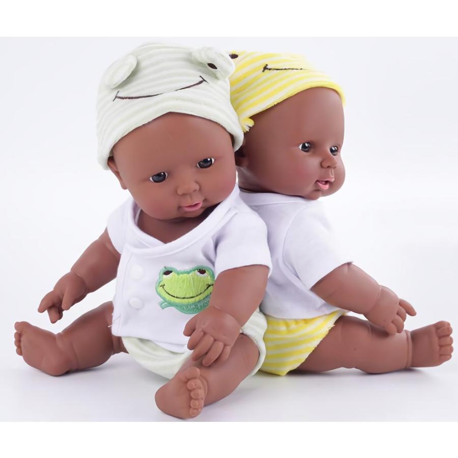 エムティーエボコン] 黒人 赤ちゃん 人形 30cm グリーン かえる 6+