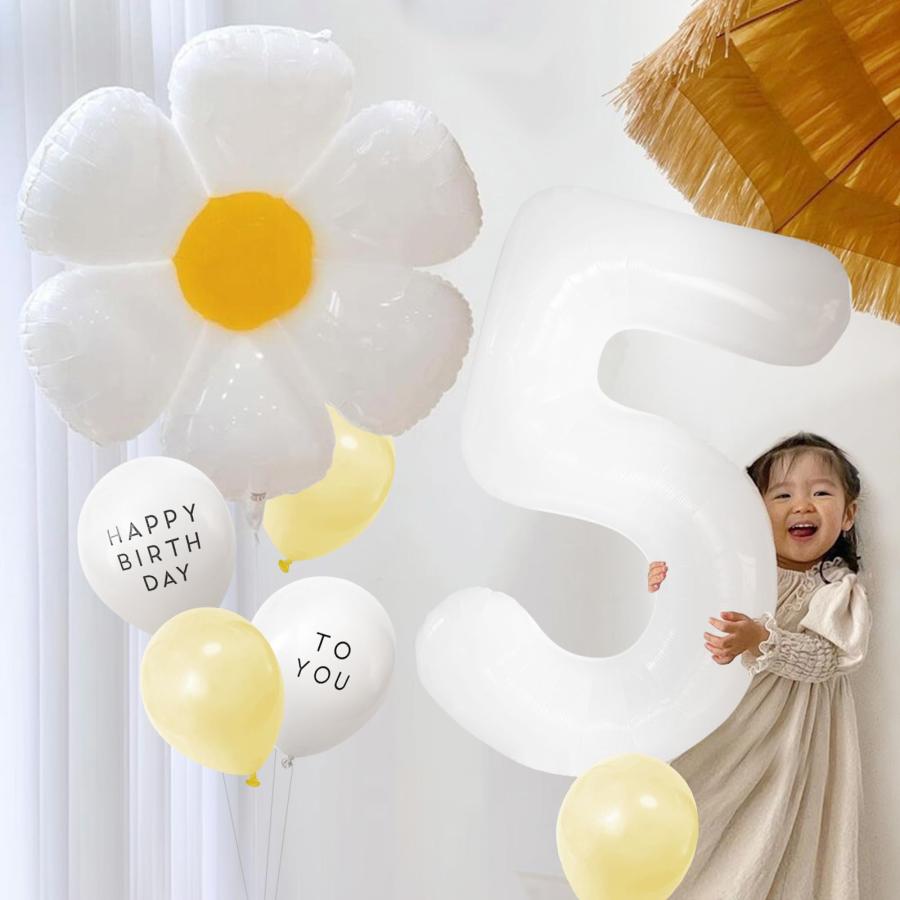 Iysoll 誕生日 飾り付け バースデー バルーン 大きい 数字 バルーン デイジー 飾り 風船 HAPPY BIRTHDAY フラワーバルーン 誕 |  | 03