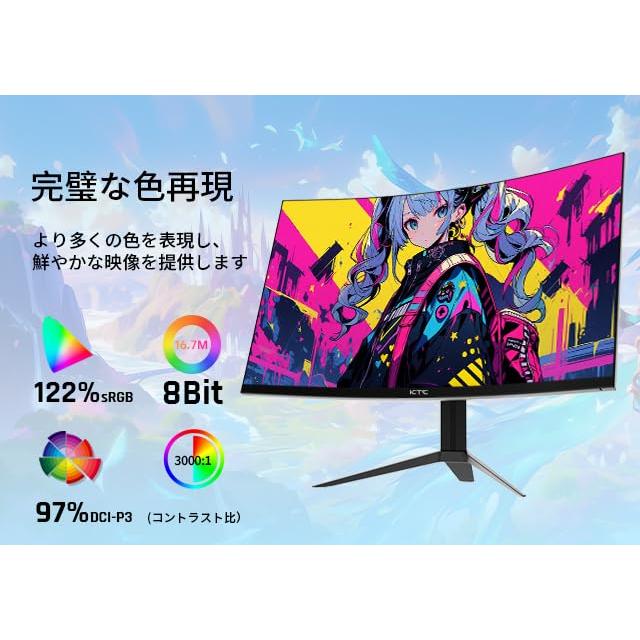 KTC 32インチ 湾曲ゲーミングモニター フルHD 1080p 165Hz 1ms MPRT