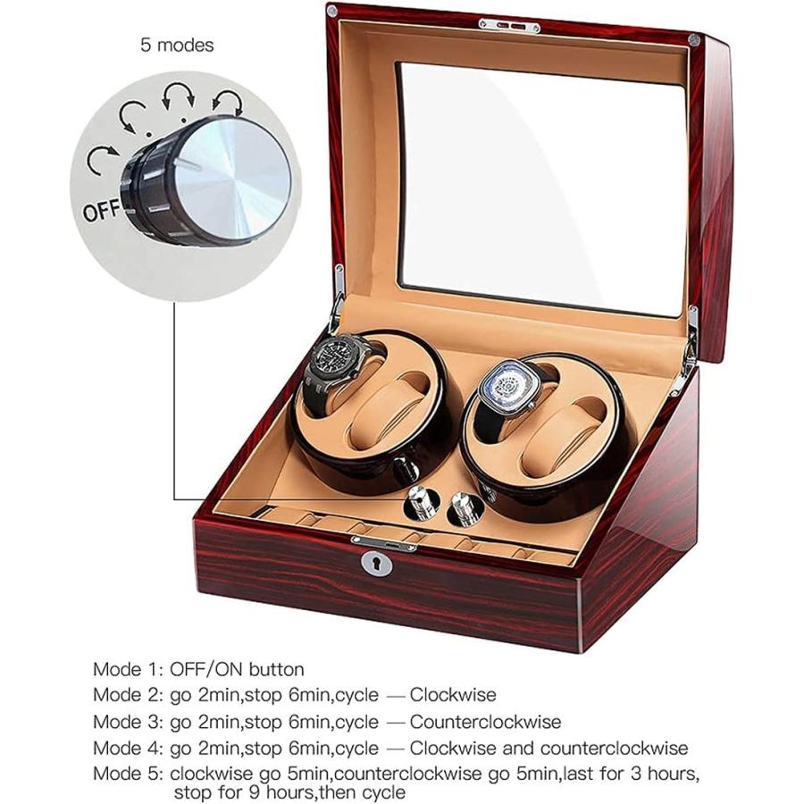   6自動時計ワインダーボックスコレクションディスプレイサイレント収納ボックス、記念日 父 誕生日のための最高の贈り物