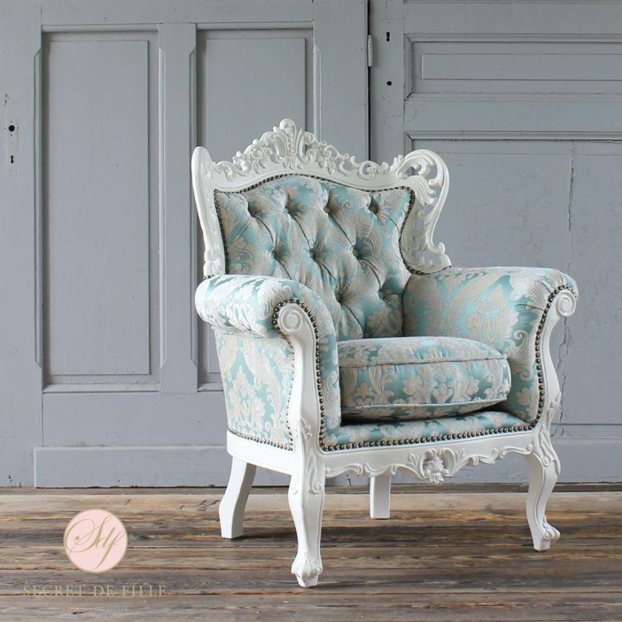 シンフォニー一人掛けソファ1Pソファヨーロピアンロココ調猫足本革黒