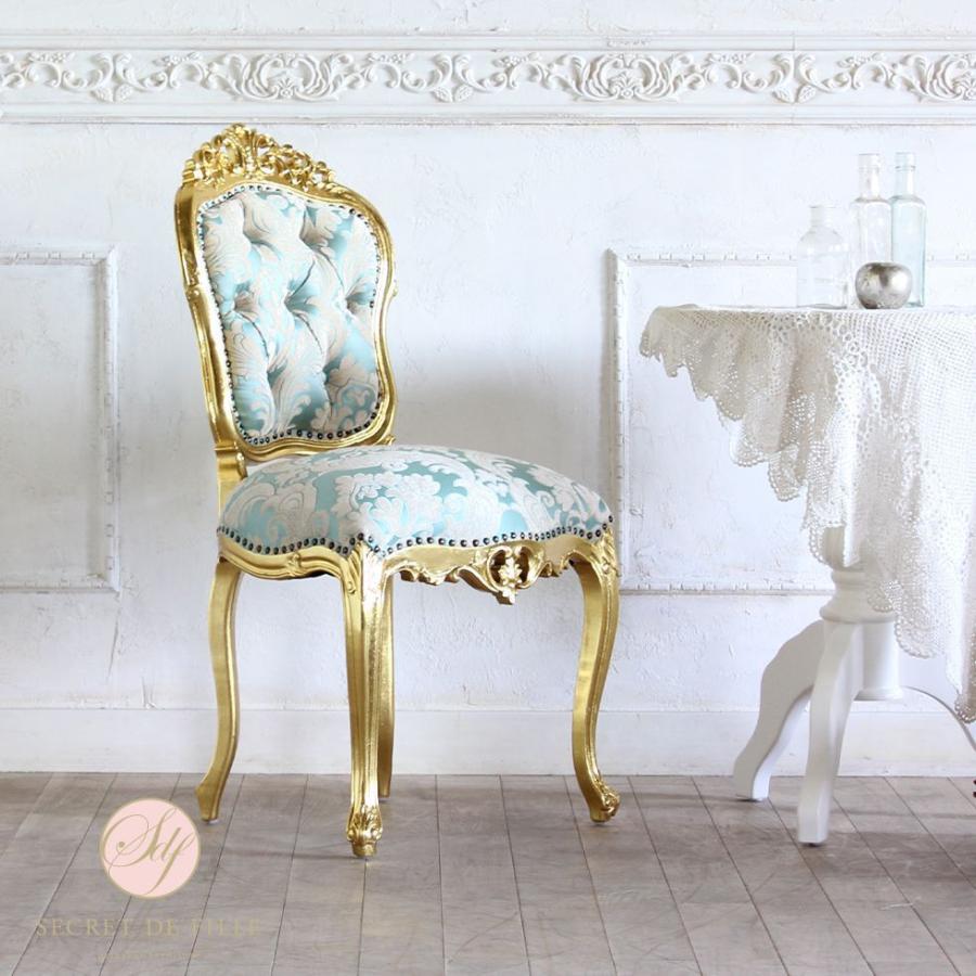 ロココアンティーク 木製ダイニングチェア ベロアアームチェア 姫系