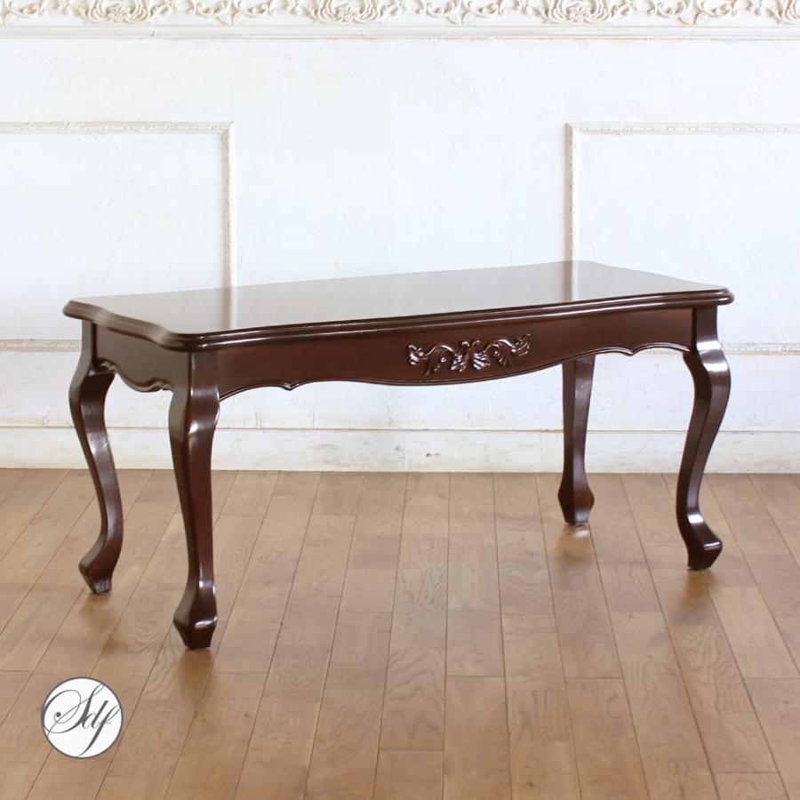 コーヒーテーブル 猫脚 ロココ調 彫刻家具 かわいい ソファ テーブル