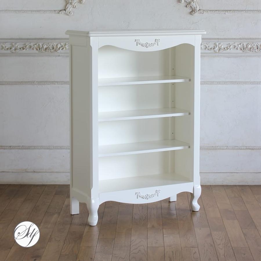 姫系 ディスプレイラック 白家具 ブックケース 本棚 飾り棚