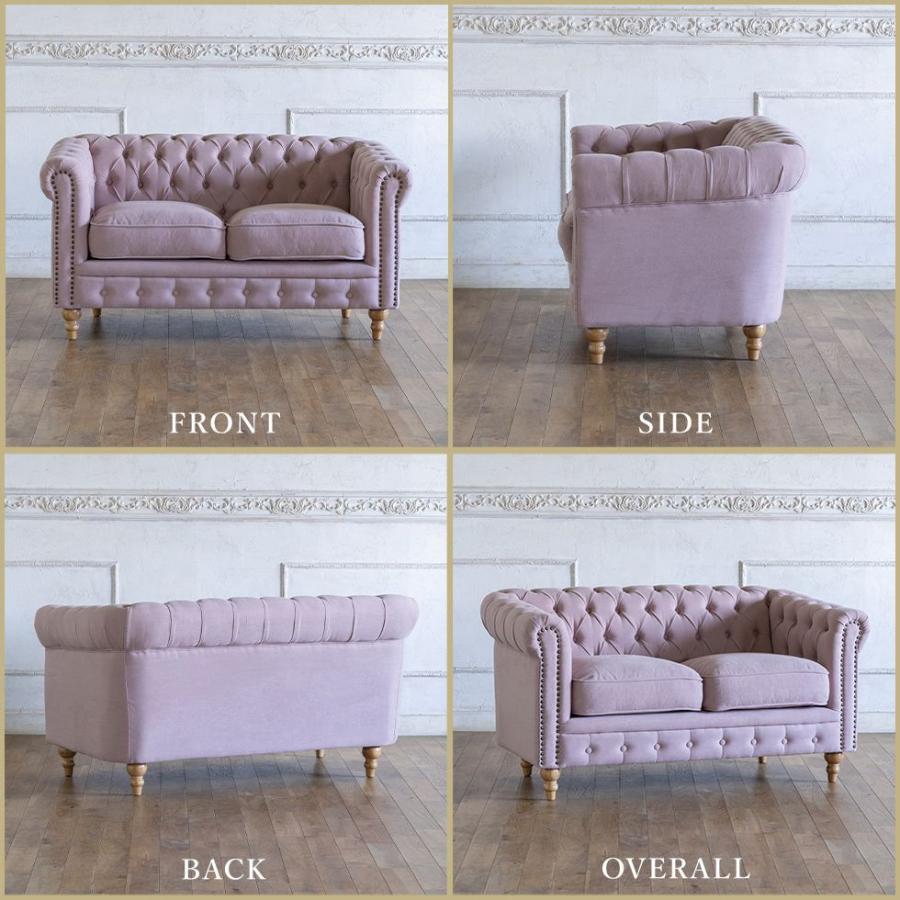 紫色ボタン付き2人掛けソファ 紫色ボタン付き2人掛けソファ