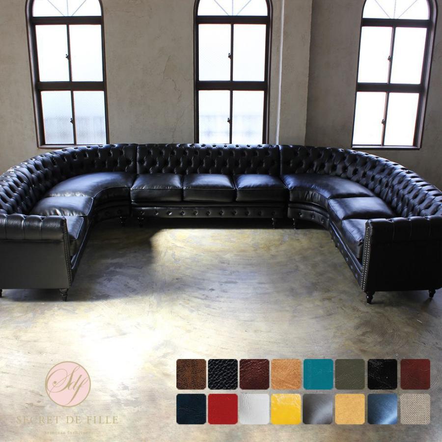 チェスターフィールド コーナーソファ アンティーク L字 カウチ  