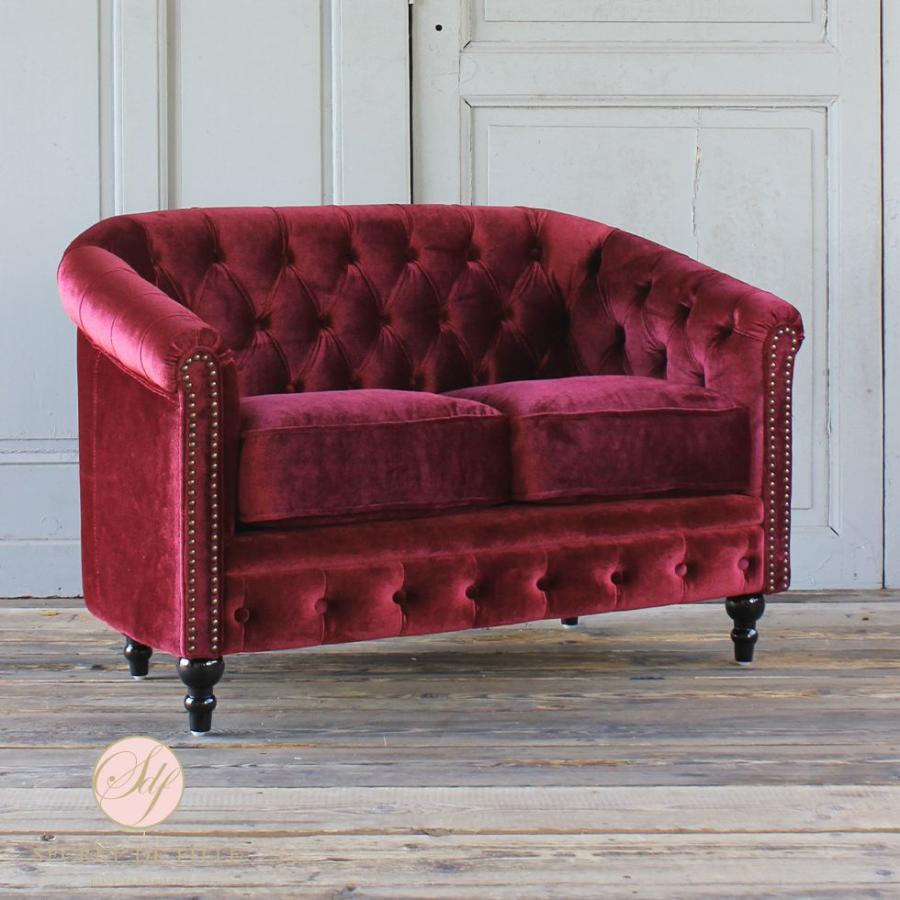 フレンチベロア生地アンティークソファー フランス家具 サロンソファー