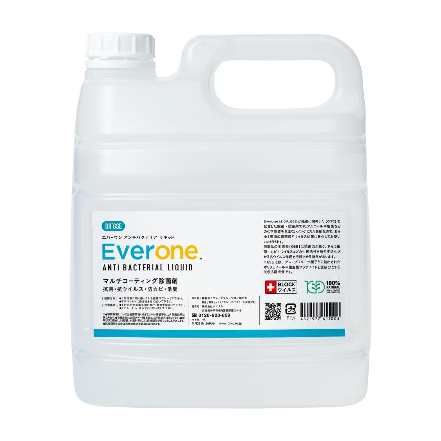 Everone エバーワン マルチコーティング除菌剤 4L 詰め替え用 持続抗菌3カ月 抗ウイルス 防カビ 消臭 日本製 SIAA認証 除菌スプレー GSE | Everone