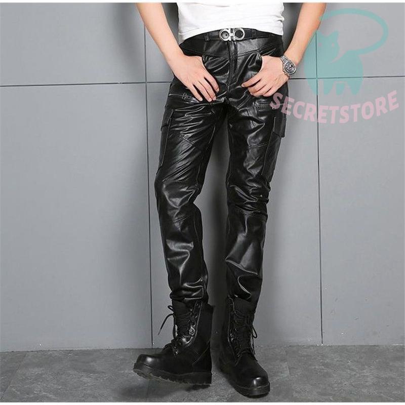 レザーパンツ メンズ 革パン 本革 牛革 バイクパンツ ロング