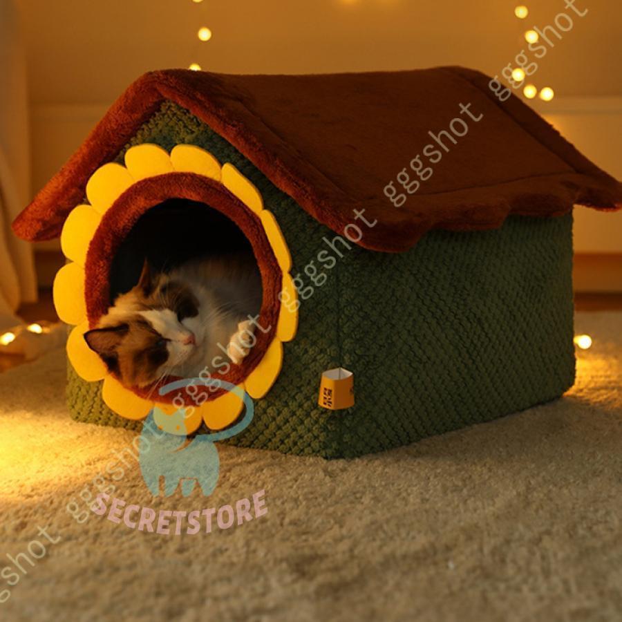 猫ハウス 猫用ベッド 冬 ドーム型 ベッド 犬小屋 可愛い ふわふわ 柔らか 水洗え 滑り止め 小型犬 キャット ペット小屋 室内用 クッション付き シンプル｜secretstore｜05