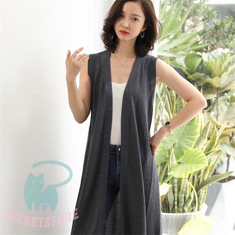 【新作】ニットベスト ジレ ロング丈 レディース アウター カーディガン ノーボタン ノースリーブ 秋服 無地 春秋 ポケット付き カジュアル オシャレ 前開き 楽天市場】ジレ カーディガン ベスト レディース ロング ニット